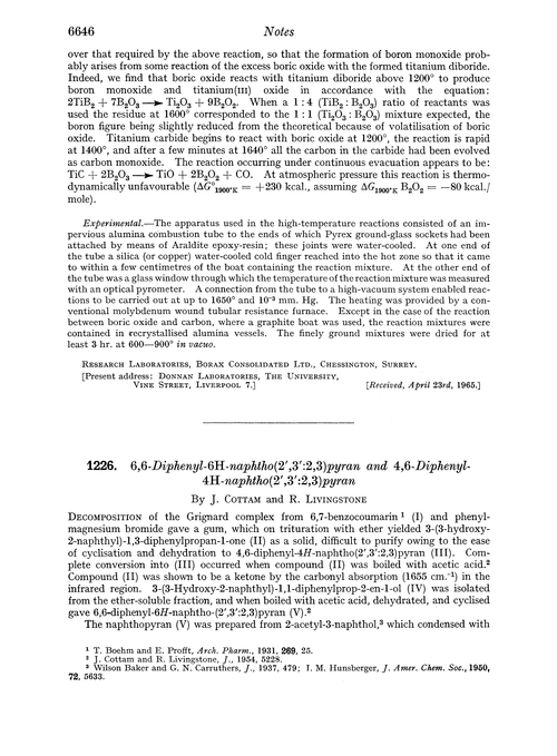 1226. 6,6-diphenyl-6H-naphtho(2′,3′:2,3)pyran and 4,6-diphenyl-4H-naphtho(2′,3′:2,3)pyran