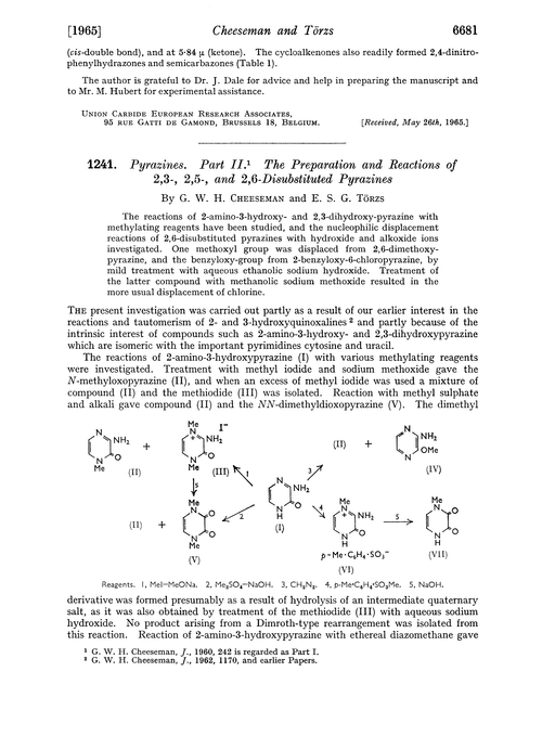 1241. Pyrazines. Part II. The preparation and reactions of 2,3-, 2,5-, and 2,6-disubstituted pyrazines