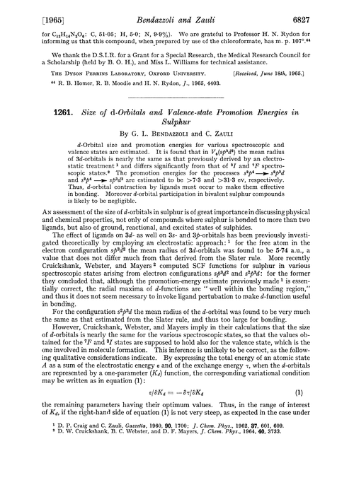 1261. Size of d-orbitals and valence-state promotion energies in sulphur