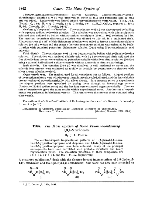 1264. The mass spectra of some fluorine-containing 1,3,4-oxadiazoles