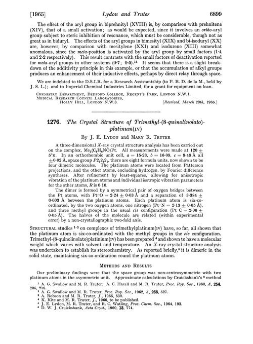1276. The crystal structure of trimethyl-(8-quinolinolato)-platinum(IV)
