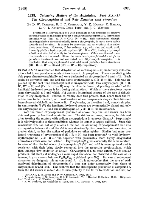 1279. Colouring matters of the aphididae. Part XXVI. The chrysoaphins-sl and their reaction with periodate