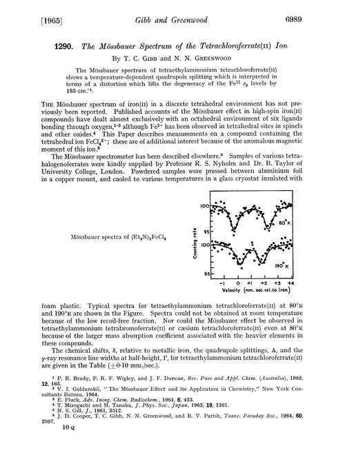 1290. The Mössbauer spectrum of the tetrachloroferrate(II) ion