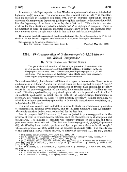 1291. Photo-oxygenation of 3-acetoxyergosta-3,5,7,22-tetraene and related compounds.