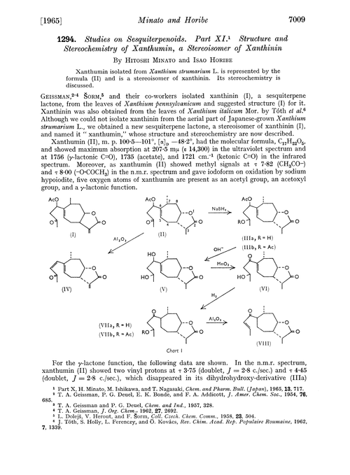 1294. Studies on sesquiterpenoids. Part XI. Structure and stereochemistry of Xanthumin, a stereoisomer of Xanthinin