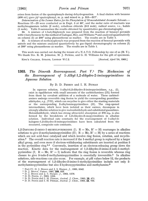 1303. The Dimroth rearrangement. Part V. The mechanism of the rearrangement of 1-alkyl-1,2-dihydro-2-iminopyrimidines in aqueous solution