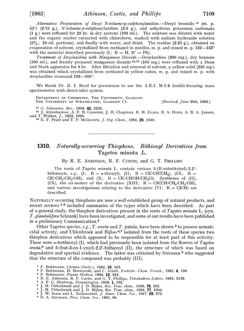 1310. Naturally-occurring thiophens. Bithienyl derivatives from Tagetes minuta L.
