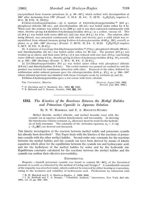 1312. The kinetics of the reactions between the methyl halides and potassium cyanide in aqueous solution