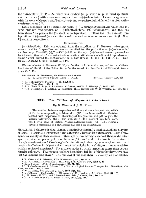 1335. The reaction of mepacrine with thiols