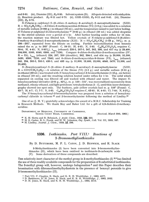 1336. Isothiazoles. Part VIII. Reactions of 3-bromomethylisothiazoles