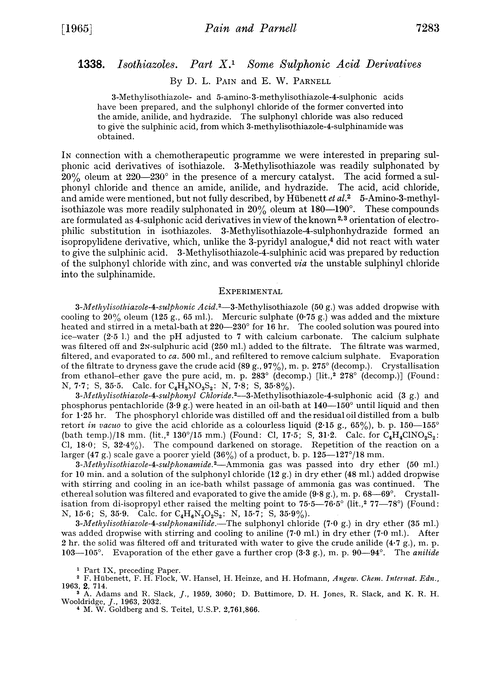 1338. Isothiazoles. Part X. Some sulphonic acid derivatives