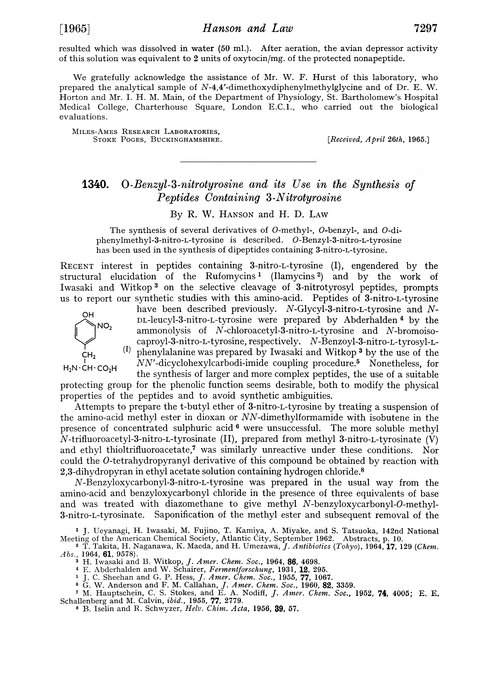 1340. O-benzyl-3-nitrotyrosine and its use in the synthesis of peptides containing 3-nitrotyrosine