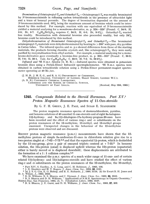 1345. Compounds related to the steroid hormones. Part XV. Proton magnetic resonance spectra of 11-oxo-steroids