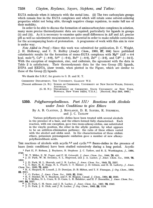 1350. Polyfluorocycloalkenes. Part III. Reactions with alcohols under ionic conditions to give ethers