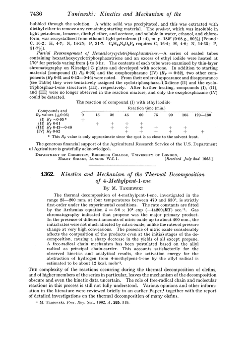 1362. Kinetics and mechanism of the thermal decomposition of 4-methylpent-1-ene