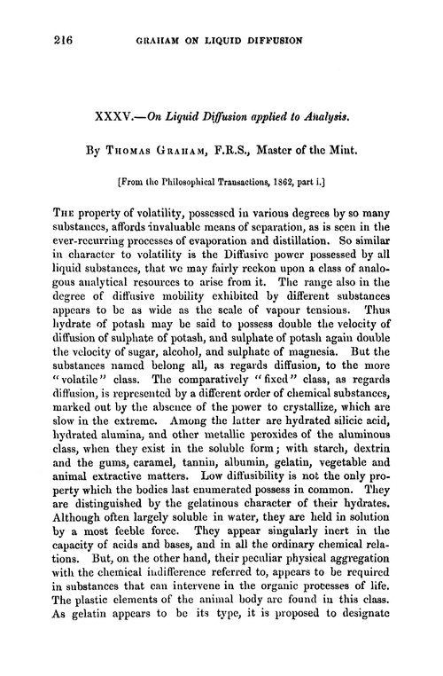 XXXV.—On liquid diffusion applied to analysis