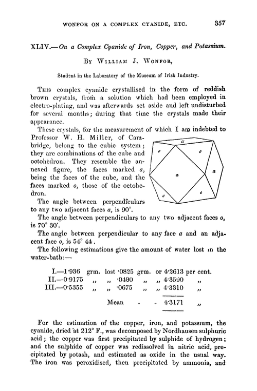 XLIV.—On a complex cyanide of iron, copper, and potassium