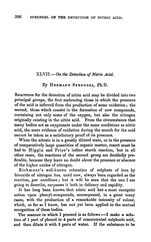 XLVII.—On the detection of nitric acid