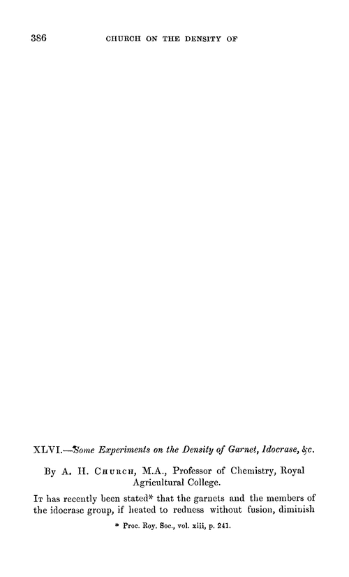 XLVI.—Some experiments on the density of garnet, idocrase, &c.