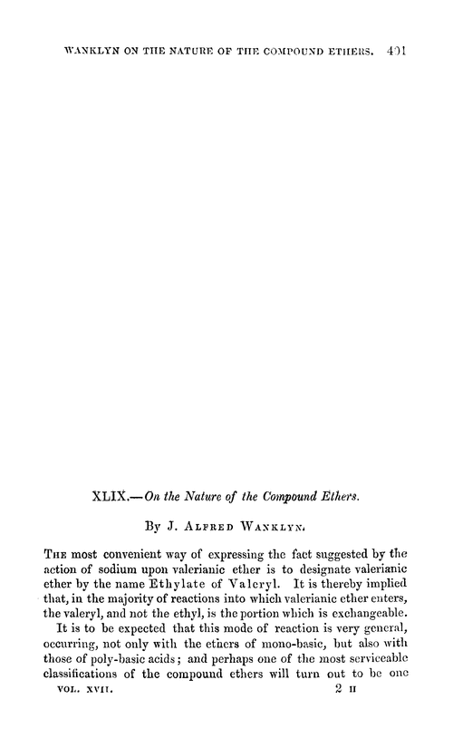 XLIX.—On the nature of the compound ethers