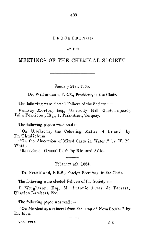 Proceedings at the Meetings of the Chemical Society