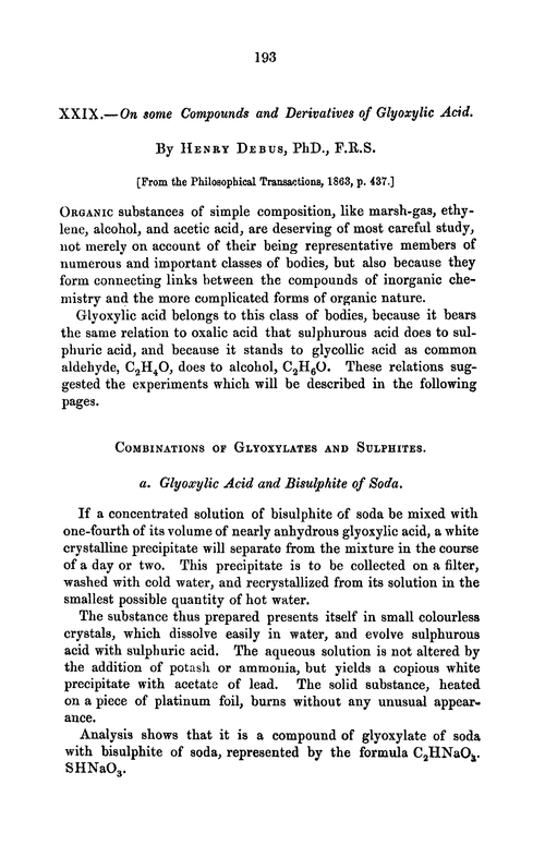 XXIX.—On some compounds and derivatives of glyoxylic acid