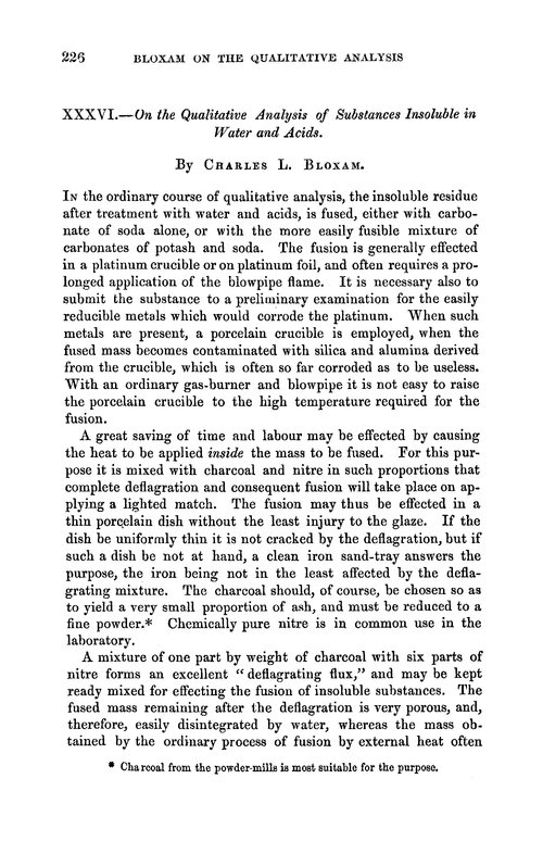 XXXVI.—On the qualitative analysis of substances insoluble in water and acids