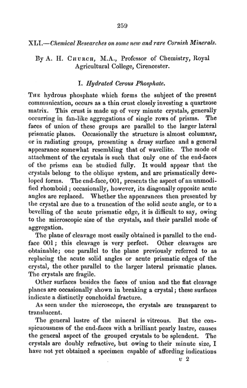 XLI.—Chemical researches on some new and rare cornish minerals