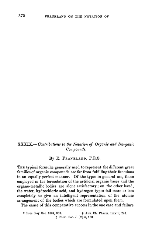 XXXIX.—Contributions to the notation of organic and inorganic compounds