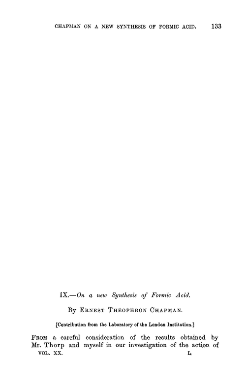 IX.—On a new synthesis of formic acid