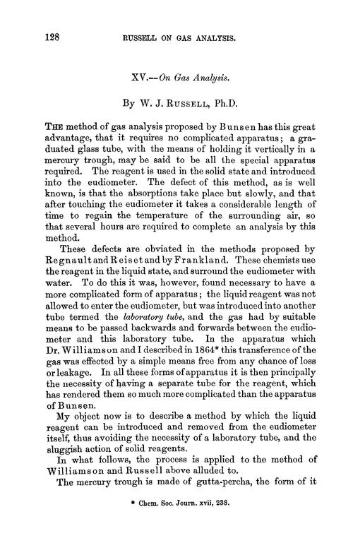 XV.—On gas analysis