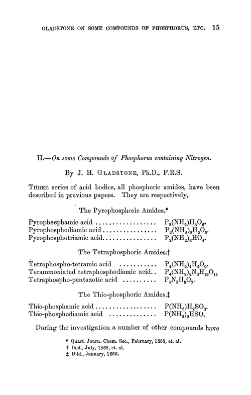 II.—On some compounds of phosphorus containing nitrogen