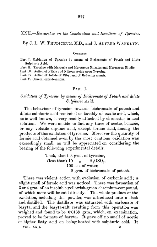 XXII.—Researches on the constitution and reactions of tyrosine