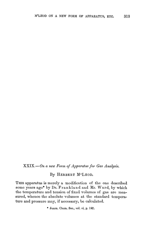 XXIX.—On a new form of apparatus for gas analysis