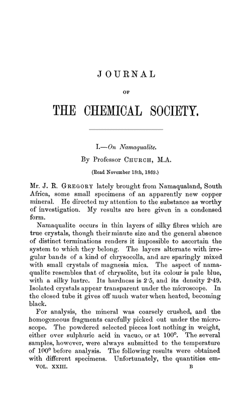 I.—On namaqualite