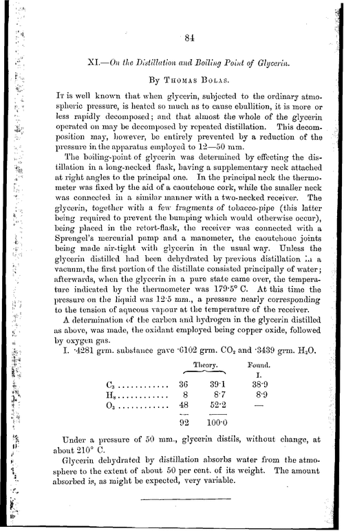 XI.—On the distillation and boiling point of glycerin