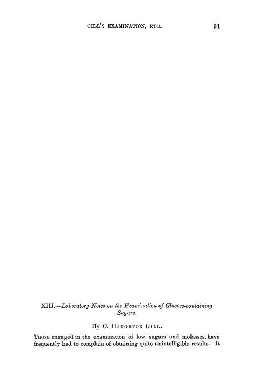 XIII.—Laboratory notes on the examination of glucose-containing sugars