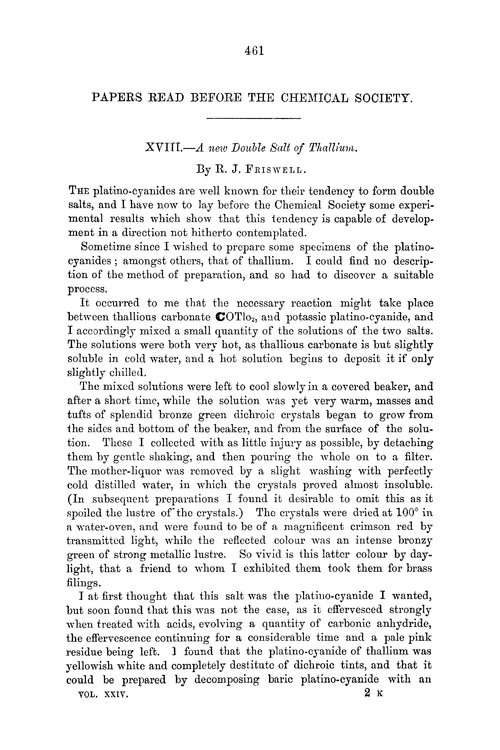 XVIII.—A new double salt of thallium