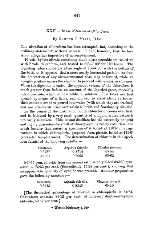 XXII.—On the nitration of chloroform