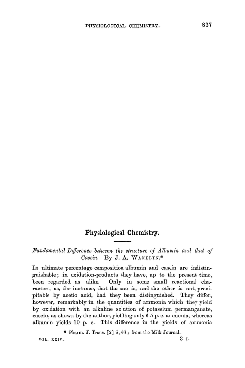 Physiological chemistry