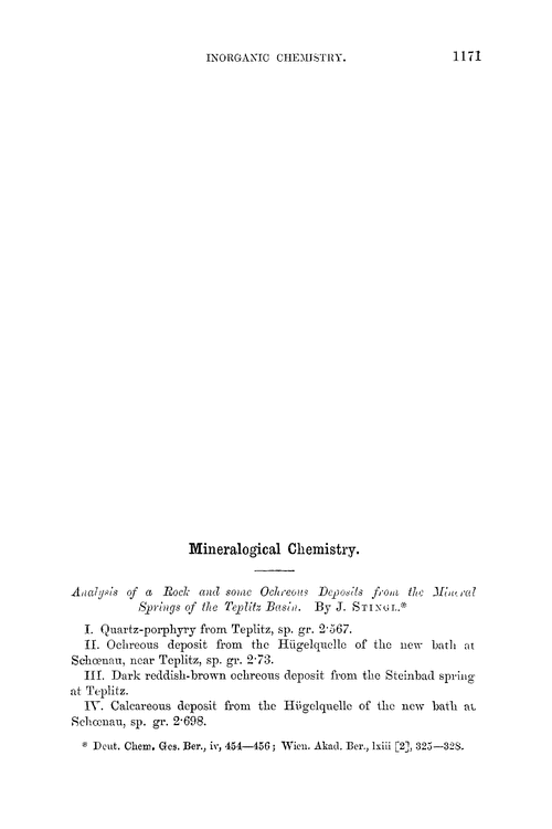 Mineralogical chemistry