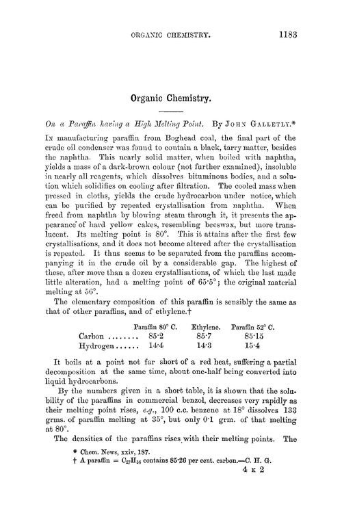 Organic chemistry