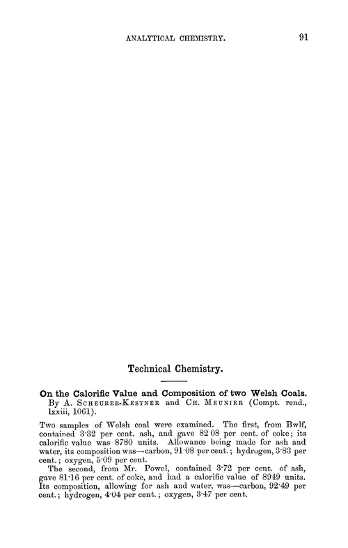 Technical chemistry