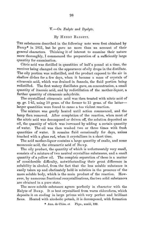 V.—On eulyte and dyslyte