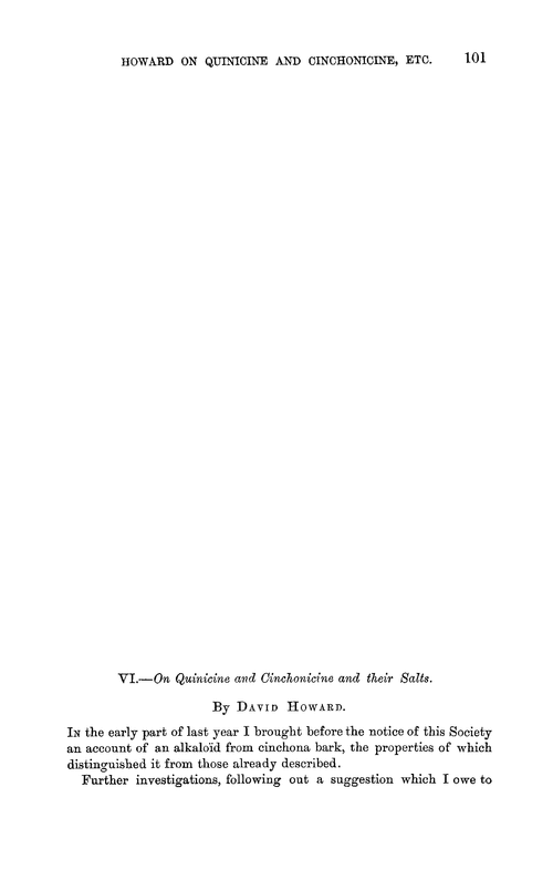 VI.—On quinicine and cinchonicine and their salts