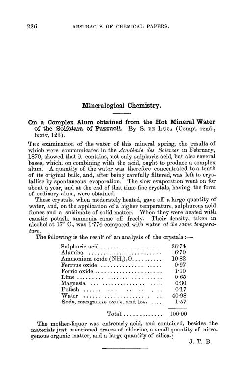 Mineralogical chemistry