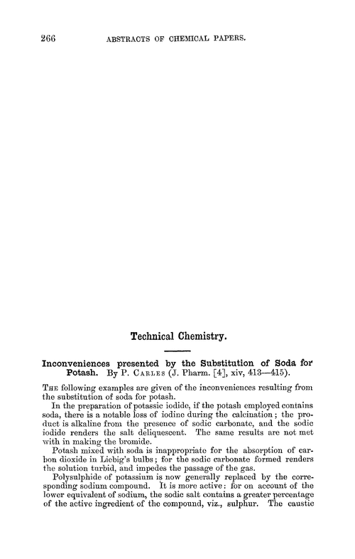 Technical chemistry