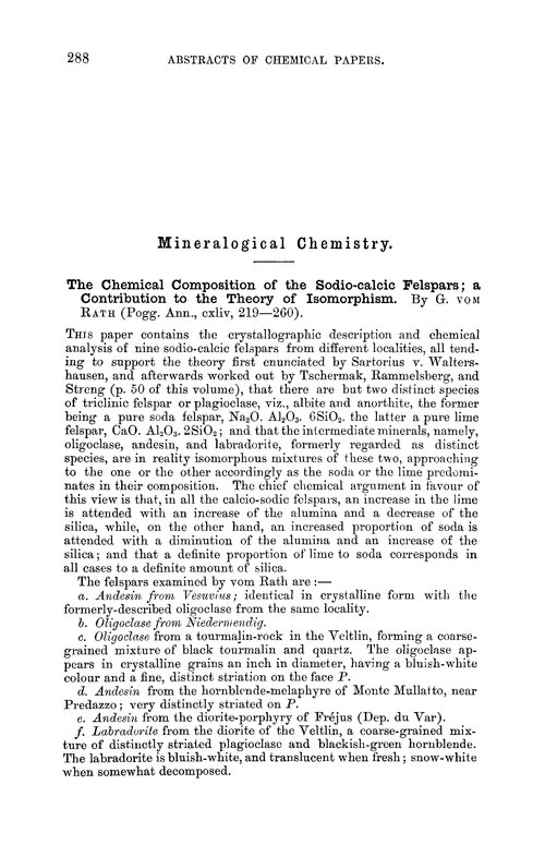 Mineralogical chemistry