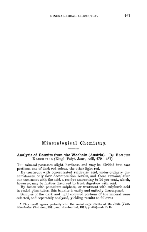 Mineralogical chemistry