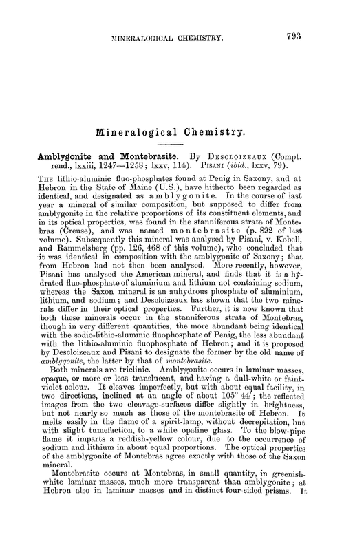 Mineralogical chemistry
